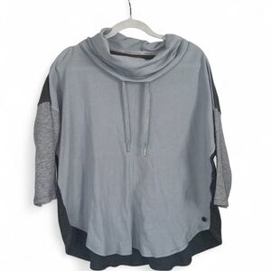 Calvin Klein Women’s Small Oversized‎ Blue Gray Cowl Neck Waffle Knit Top